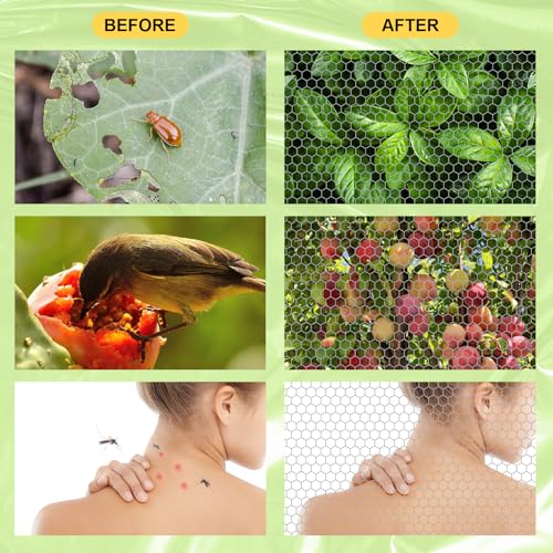 succulentlovers 2PCS Mosquito Netting for Patio - 10 x 16.5 Ft Garden Insect Netting Grey Mosquito Net Porch Screen Mesh Patio Netting for Apartment Balcony Protecting Vegetables Fruit Trees Plants