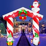 Danxilu 10 FT Large Christmas Inflatables Arch with Santa Claus & Gnomes Outdoor Decorations, Blow Up Archway Xmas Decor Built-in LED Lights for Outside Garden Yard Lawn Party Holiday
