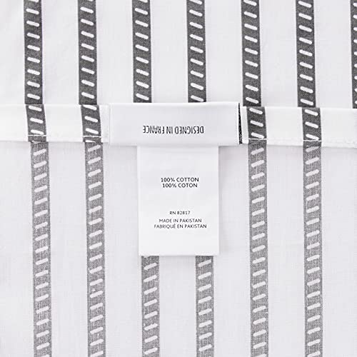 Image of Lacoste 100% Cotton Percale Sheet Set, Graphic Stripe Print, Dark Grey, King