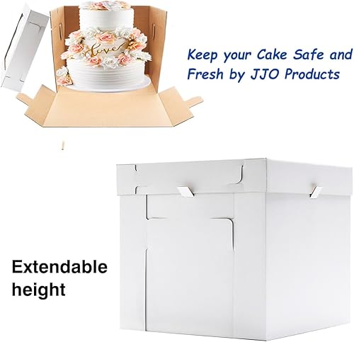 Miniatura 4 de JJO Cajas altas para pasteles de nivel, 14 x 14 x 12 pulgadas, paquete de 3, cajas para pasteles con ventana, contenedores desechables para tartas,
