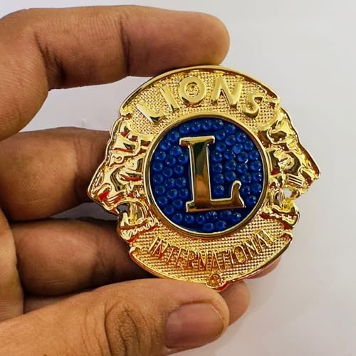 Image of Emblems for Car & Bike Metal Lo.go and Grill Me.tal Lo.go, Auto Accessories for Car Emblem 3D Badge Auto Racing Sport Sticker Grand Tourer Decal. (Golden Blue International Lion Sticker)