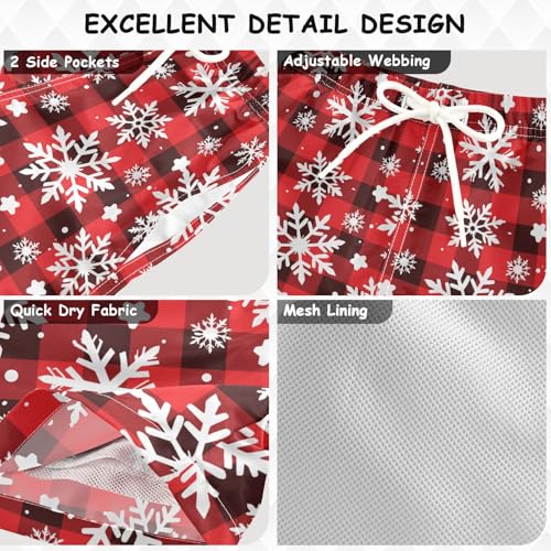 Boys Swim Trunks Quick Dry UPF 50+ Beach Board Shorts Kids Bathing Suits Swimsuit 2T Black and White Checkered Snowflake3