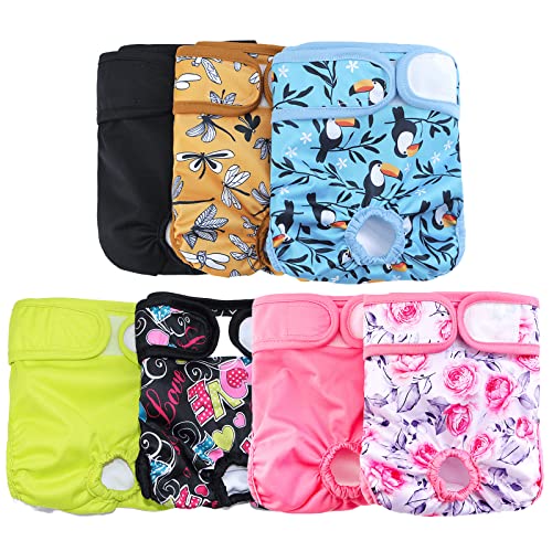 Image of Washable Dog Diapers (7 Pack), Durable Doggie Diapers, Premium Female Dog Diapers (M Pattern C) YMG001 YMG