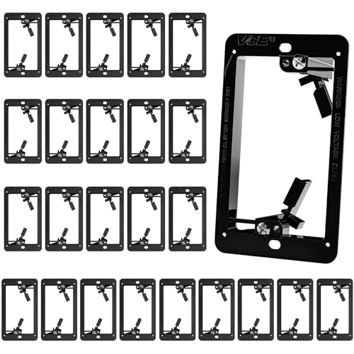 Image of VCE Low Voltage Mounting Bracket Single Gang Wall Plate, Flush Low Voltage Box for Network, HDMI, Coaxial, Speaker, Telephone Cables, Black, 25 Pack