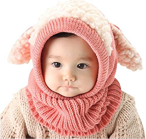 Baby Girls Boys Winter Hat Scarf Earflap Hood Scarves Caps (Pink) #TOP1