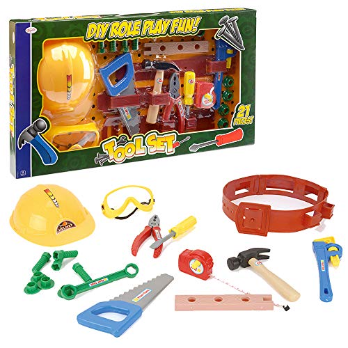 Toyrific) 21 Piezas Juego de Herramientas con el Sombrero y cinturón (Edad 3)
