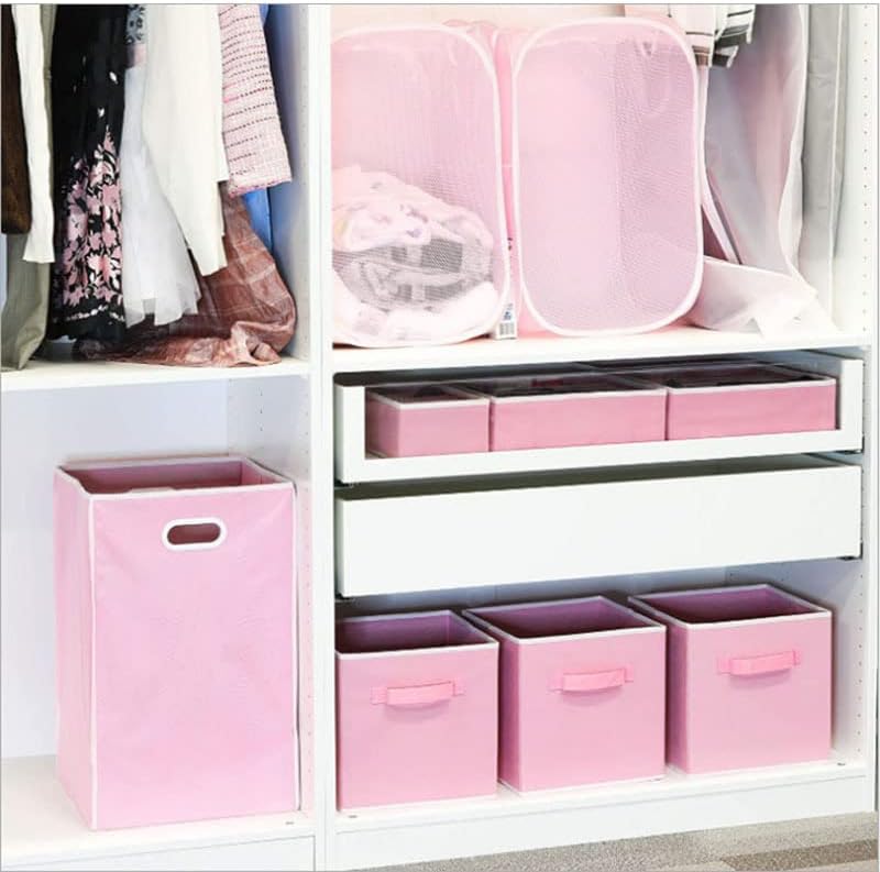 BSTMOME Underwear Drawer Organizer, 6 Bins Foldable Underwear Drawer Organizer and Closet Dividers,Storage Box for Clothes, Socks, Underwear (Pink)