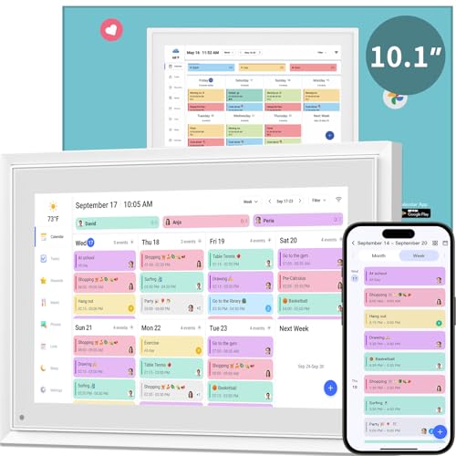 Smart Digital Calendar 10.1 inch Electronic Calendar Family Planner Chore Chart-HD Touchscreen Interactive Display for Family Schedules Syncs with Google/iCloud Wall Mount Included Gifts for Women Men