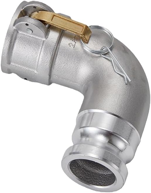 Aluminum Type DA Camlock Fitting, 90 Degree Elbow, 2" Female Camlock x 2" Male Camlock