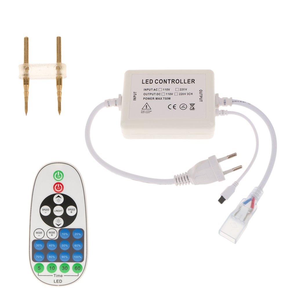 Gazechimp Regulador LED de 23 Teclas para Mando a Distancia para Luz de Tira 220V Enchufe EU