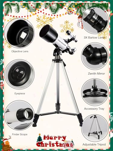 Image of Telescope for Adults Astronomy Beginners - 70mm Aperture and 400mm Focal Length Astronomical Refractor Telescope Great Astronomy for Christmas with Package, White