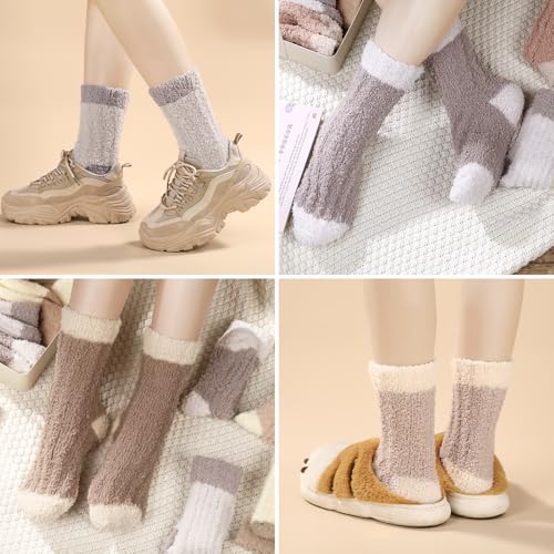 Image of Premillow Fuzzy Socks for Women, Winter Warm & Cozy Fluffy Socks Womens Ultra Soft Sleeping Slipper Sock for Women Gifts