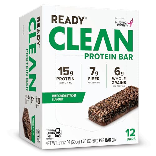Ready Protein Bars High-Protein Snack with 15g Whey Protein With Flaxseeds and Omega-3s for Sustained Energy Supports Lean Muscle and Recovery Mint Chocolate Chip 12 Pack