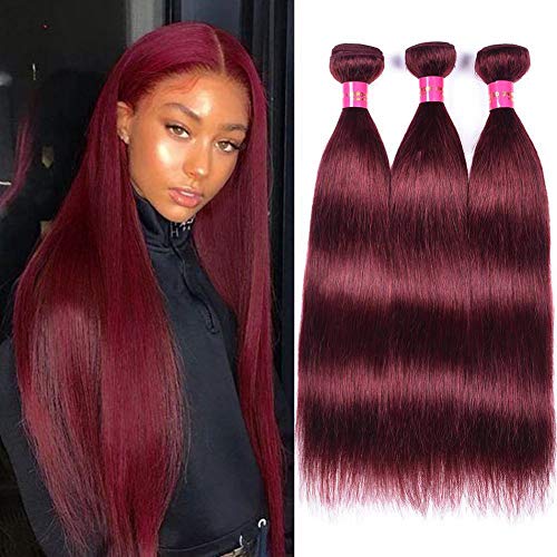 black friday hair black friday hair deals Brazilian Bundles Burgundy Wine Red 99J Brazilian Virgin Hair Weave 3 Bundles Silky Straight Human Hair Extension 16"18"20"