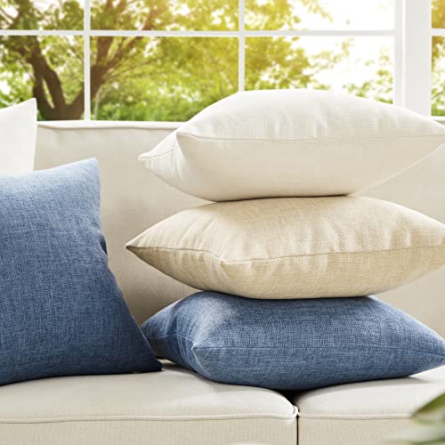 Anickal Set Of 2 Grey Blue Pillow Covers 18X18 Inch Rustic Linen Square Decorative Throw Pillow Covers For Sofa Couch Farmhouse Home Decorations #TOP5