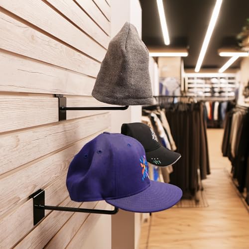 Slatwall Single Hat Display, Millinery Headwear Display Rack with Foam Pad - Black - 1 Unit