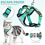 PUPTECK Cat Harness and Leash Set Escape Proof Reflective Cat Walking Harness Adjustable Soft Breathable Mesh Vest for Small Pets, Aquamarine, S - Image 3