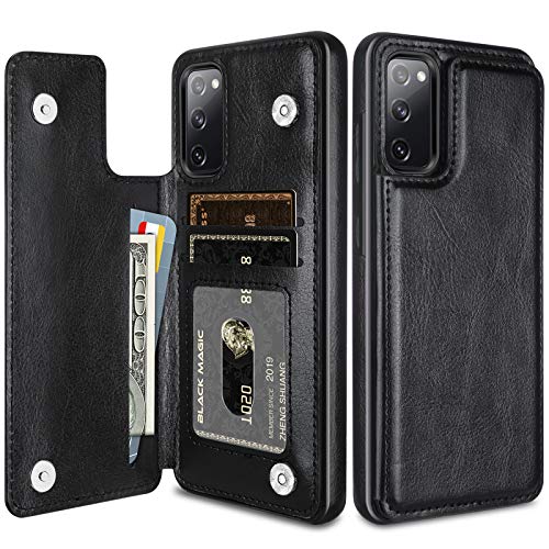 HianDier Compatible with Galaxy S20 FE 5G Wallet Case Slim Protective Credit Card Slot Holder Flip Folio Soft PU Leather Magnetic Closure Cover Compatible with Samsung Galaxy S20 FE (2020), Black