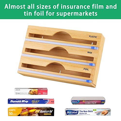 Garini 3-In-1 Bamboo Plastic Wrap Dispenser With Cutter thumb #3