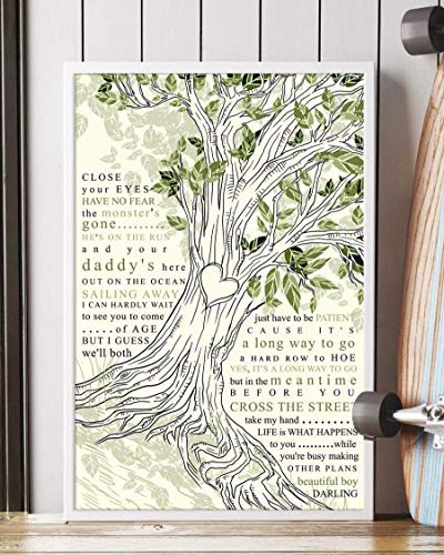 Mattata Decor Beautiful Boy Song Lyrics Tree love Portrait Poster Print (16" x 24")