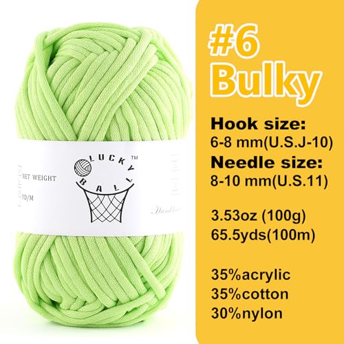Image of 100g Yarn for Crocheting and Knitting,66yds /60m Cotton Yarn for Beginners,Cotton-Nylon Acrylic Blend Yarn for Beginners Crochet Kit Making(Grass)