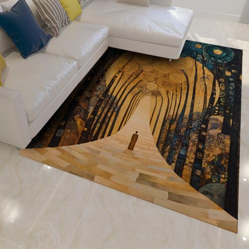 Tapis chemin mystique feuilles dorées pour votre chambre