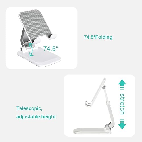 Miniatura 6 de Aotedor Soporte ajustable para teléfono de escritorio, diseño ergonómico, portátil, manos libres, compatible con iPhone y Samsung