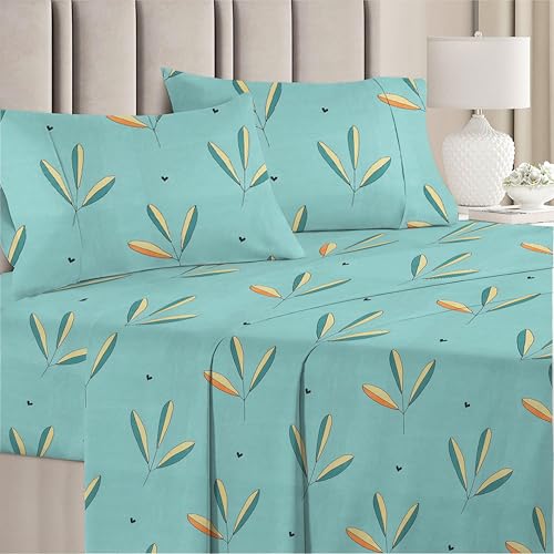 Image of HOMEKART 3D Printed 144 Tc Microfiber Double Bedsheet with 2 King Size Pillow Covers Breathable | Wrinklfree | Summer | Topsheet (Green Cricle Print, 90 x 90 Inches)