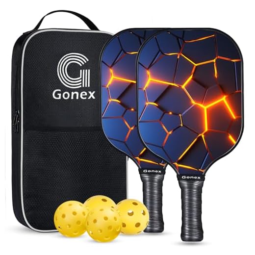 Gonex Pickleball Paddles Graphite Pickleball Paddle Set of 2, Lightweight Pickleball Racket Set with Pickleball Balls, Honeycomb Composite Core, Carbon Fiber Surface, Pickleball Racquet Bag
