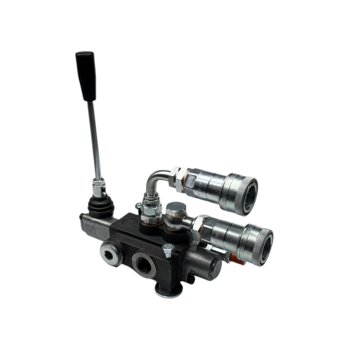Distribuidor hidráulico para tractor, 1 palanca doble efecto 3/8", 45 litros, 300 bar, con acoplamientos rápidos, adaptador de 90 grados y tornillos de fijación