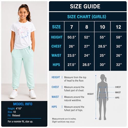 Image of Reebok Girls Sweatpant Set - 3 Piece Athletic Short Sleeve Girls Shirts and Jogger Sweatpants with Pockets - Kids Workout Set