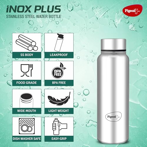 Image of Pigeon by Stovekraft Inox Plus Stainless Steel Drinking Water Bottle 700 ml - Silver (1 year Warranty)