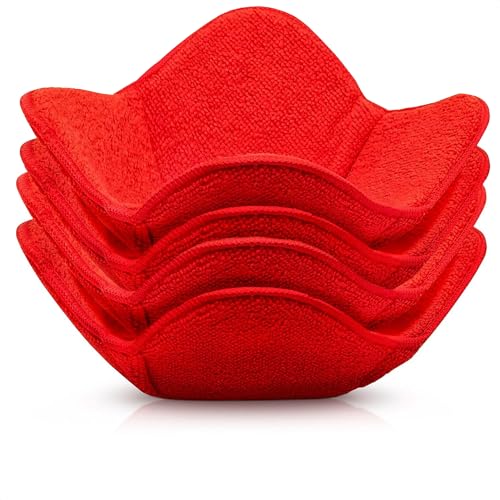 Microwave Bowl Huggers Warmers Food Microfiber Heat Resistant Food Warmer Set Microwave Safe Hot and Cold Bowls Holder Without Burning Your Hands Set of 4 Microwave Bowl Huggers (Red)