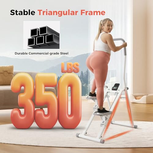 Steppers for Exercise at Home, 2.0 Step Machine 3-Level Adjustable Resistance, Stair Climber for Full Body Workout with Extra-Large Non-Slip Pedals, Holds Up to 350 lbs, Ideal for Women Men (White)
