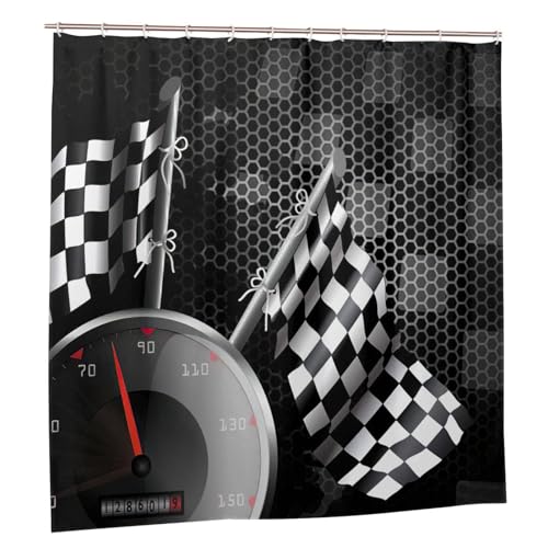 Rideau de douche imprimé drapeau carreaux accessoires salle de bain