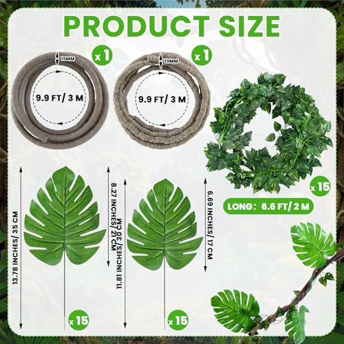 Riceshoot 44 Pcs Vbs Rainforest Falls Backdrop Palm Leaves Vine Party Decor by Riceshoot - Used condition - Image 3