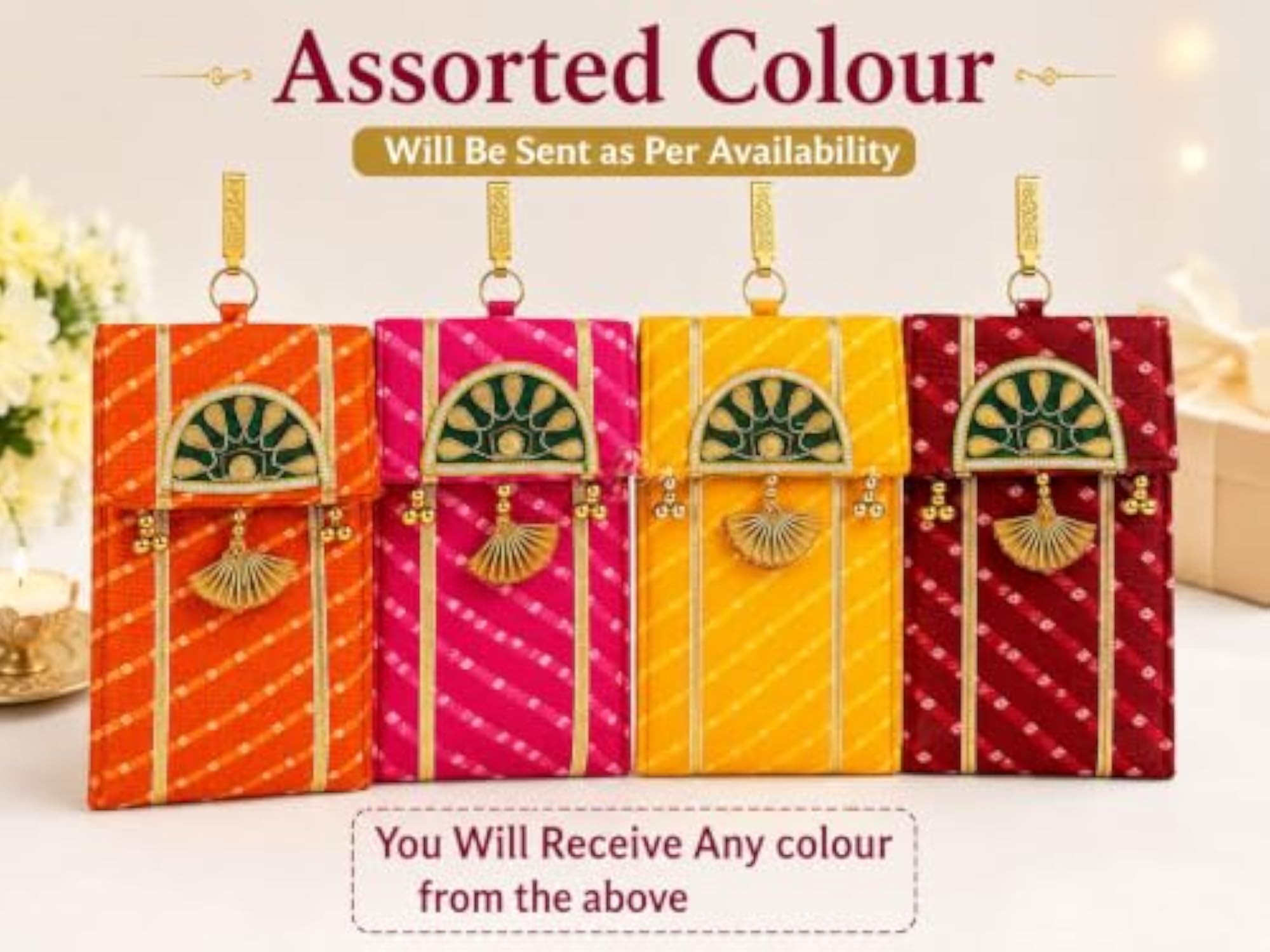 Rakhi Hamper for Brother with Leheriya Ethnic Mobile Pouch