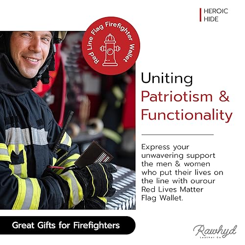 Thin Red Line Flag Firefighter Wallet – Full Grain Leather Firehouse Wallet w/ Needlepoint Firefighter Flag – Thin Red Line USA Firefighter Accessories - Ideal Firefighter Gifts for Men & Women2