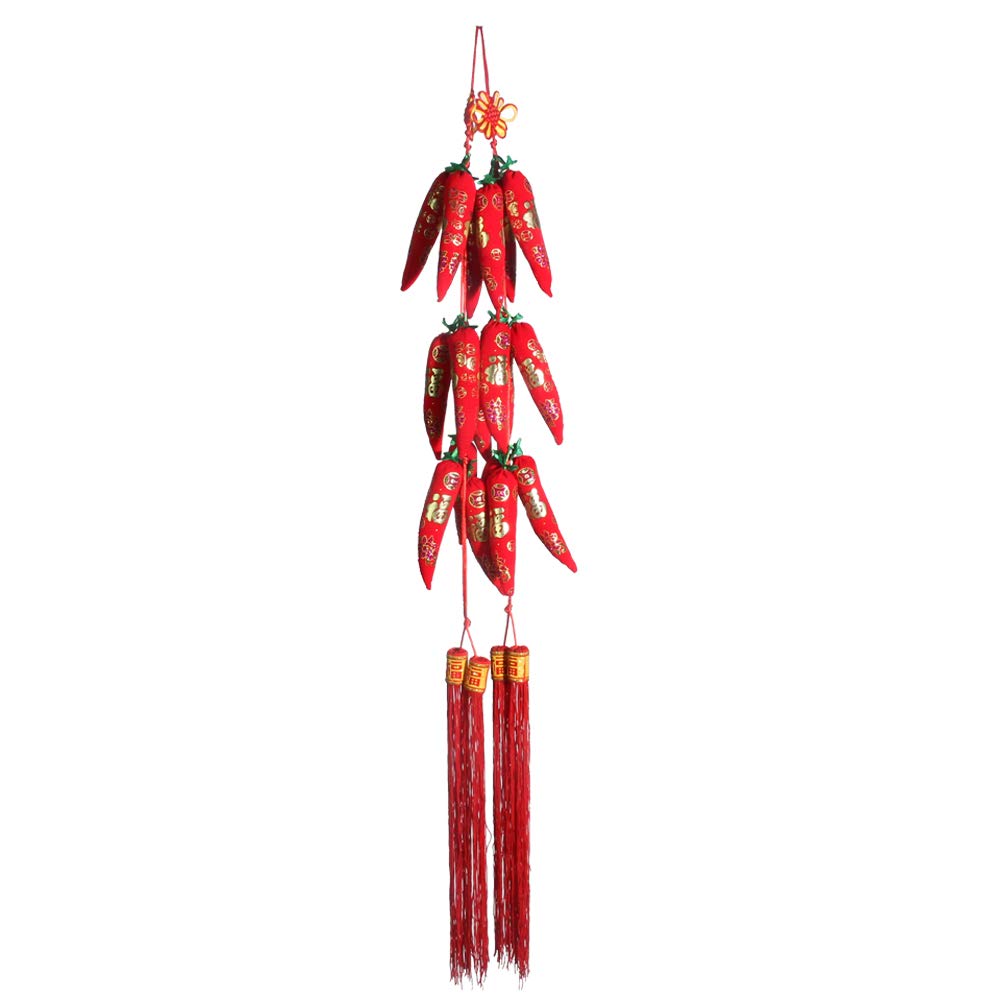 Chinese Knot Tassel New Year Decoration, Red Pepper Traditional Red Lucky Oriental Pendant Ornaments (2 pcs)