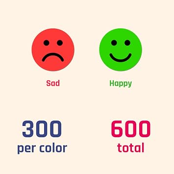 600 Pack - Happy/Sad Smile Face Behavior Emotion Stickers - Red/Green, 1