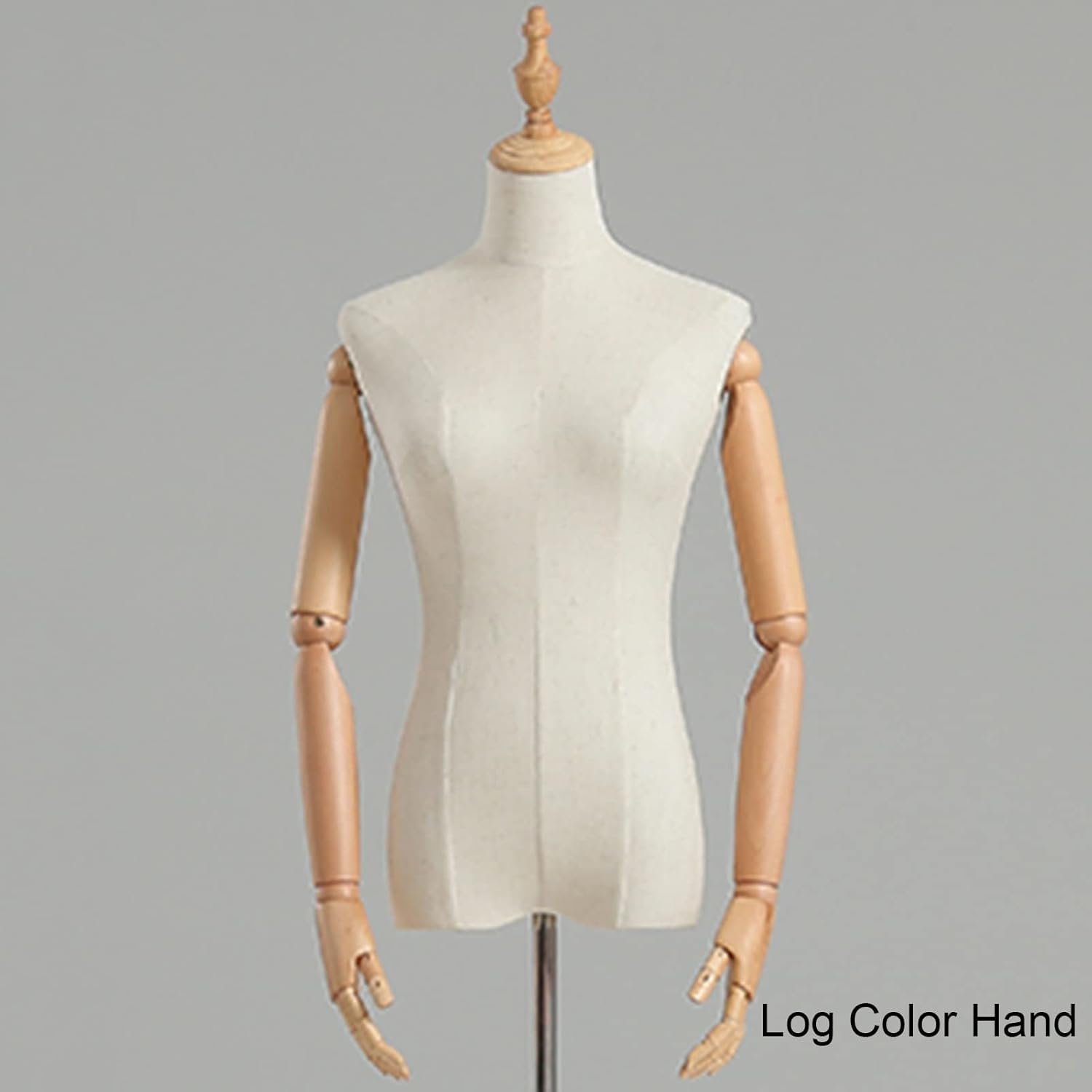 Female Mannequin Torso Body Dummy Model Props for Shop Window Bridal Shop Indoor Decorations Adjustable Base Display Stand 3 Styles (Color : Wood Color Size : A-S) (Wood Color B)