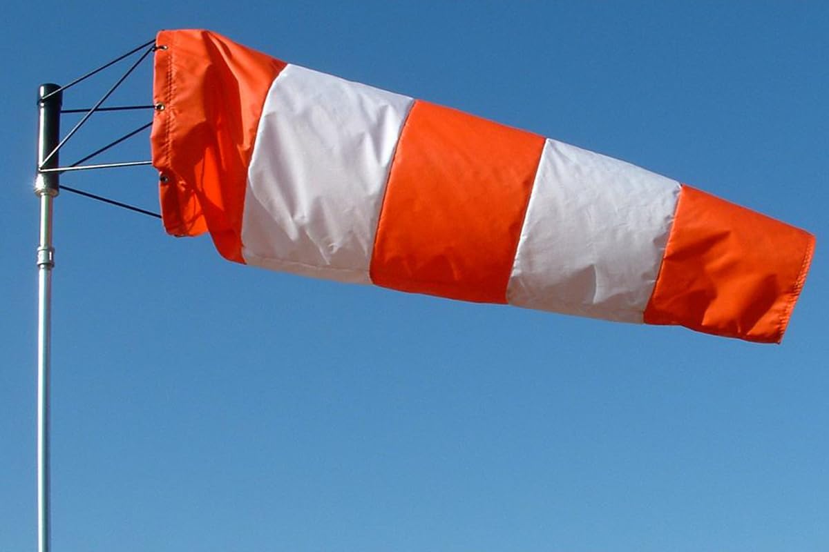 RUNADI Airport Windsock Corporation 18" X 60" Orange and White Replacement Windsock 100% USA Made