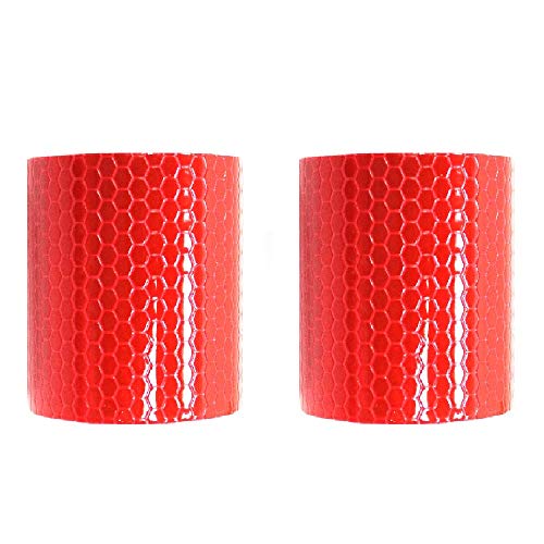 BigTron Bande Réfléchissante, Haute intensité Ruban Réfléchissant Adhésif-Auto Imperméabiliser Sécurité à Marquer 50mm x 3M 2 Rouleaux, Rouge Cover
