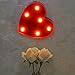 Pooqla Marquee Light up Red Heart Sign with 6 Warm White Bulbs for Wall Decor Valentine Wedding Anniversary