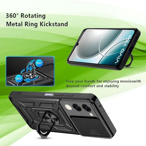 Image of AIBEX Back Cover for Vivo T4 Lite 5G / iQOO Z10 Lite 5G / Vivo Y19 5G / Vivo Y19e | D10 Tough Armor Case | Sliding Camera Shield | 360 Protection | Kickstand Ring Holder | Military-Grade