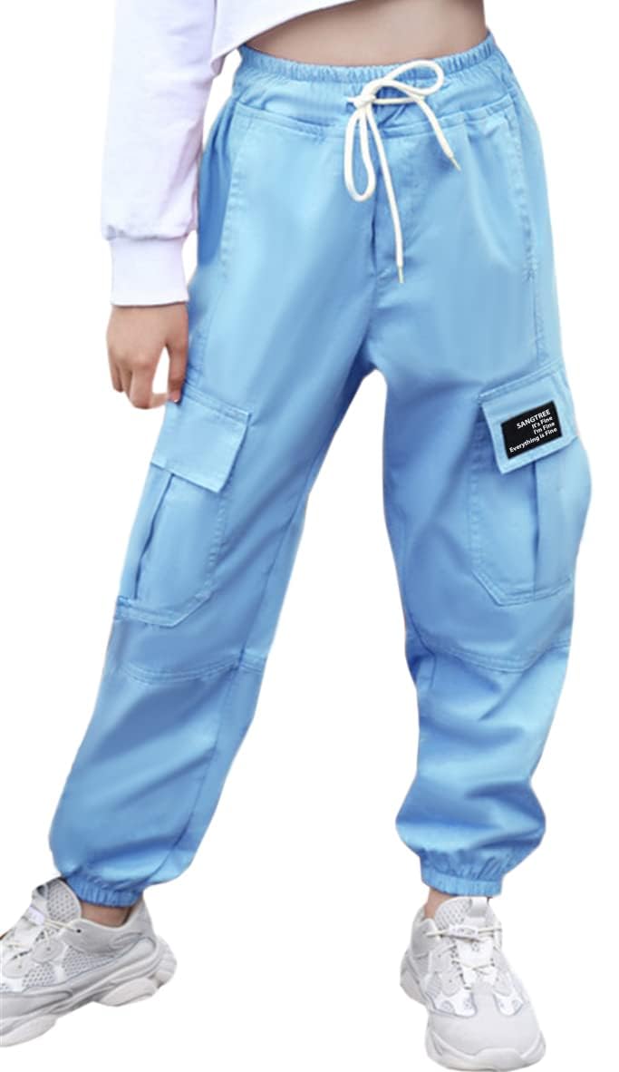SANGTREE Girls &amp; Womens Drawstring Cargo Jogger Pants,3 Years - Women 3XL