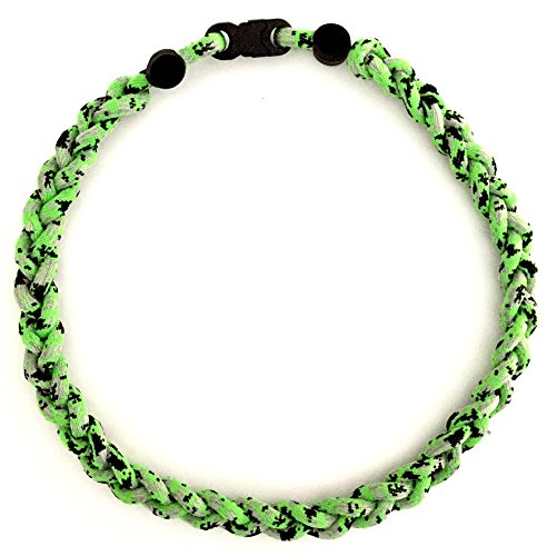 Baseball Tornado 3 Rope Braided Energy Necklace Green Black White Digital Camo 18