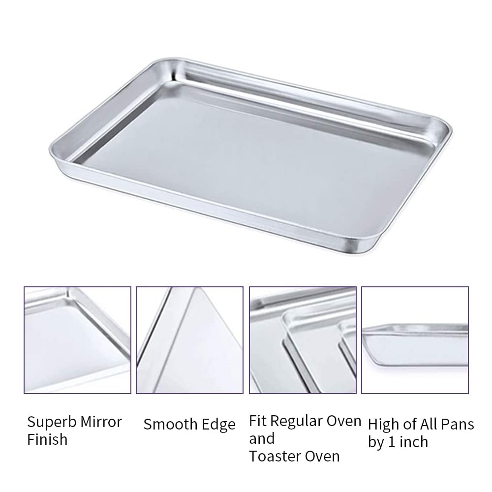 ACiyD Bandeja de Acero Inoxidable para Horno Bandeja para Galletas con Rejilla Utensilios para Hornear (23x17x2,5 cm)