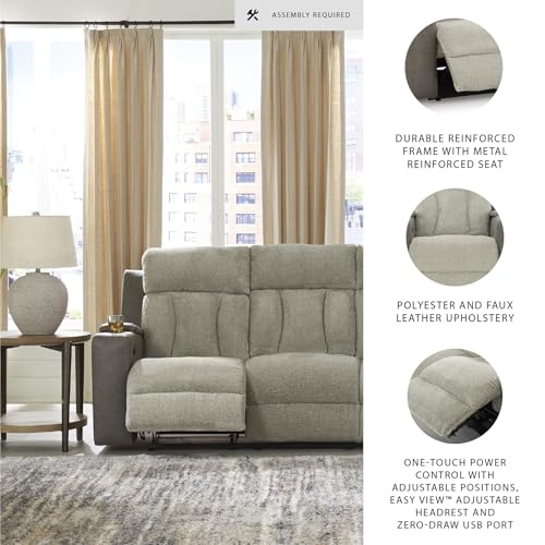 Image of Signature Design by Ashley Power Reclining Sofa with Heat and Massage