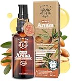 BIONOBLE Aceite de Argan 100 Puro y Natural - Orgánico y Prensado en Frío en Marruecos - Repara, Nutre, Antiarrugas - Aceite Pelo y Piel - Vegan Argan Oil - Botella de Vidrio, Pipeta y Bomba - 50ml